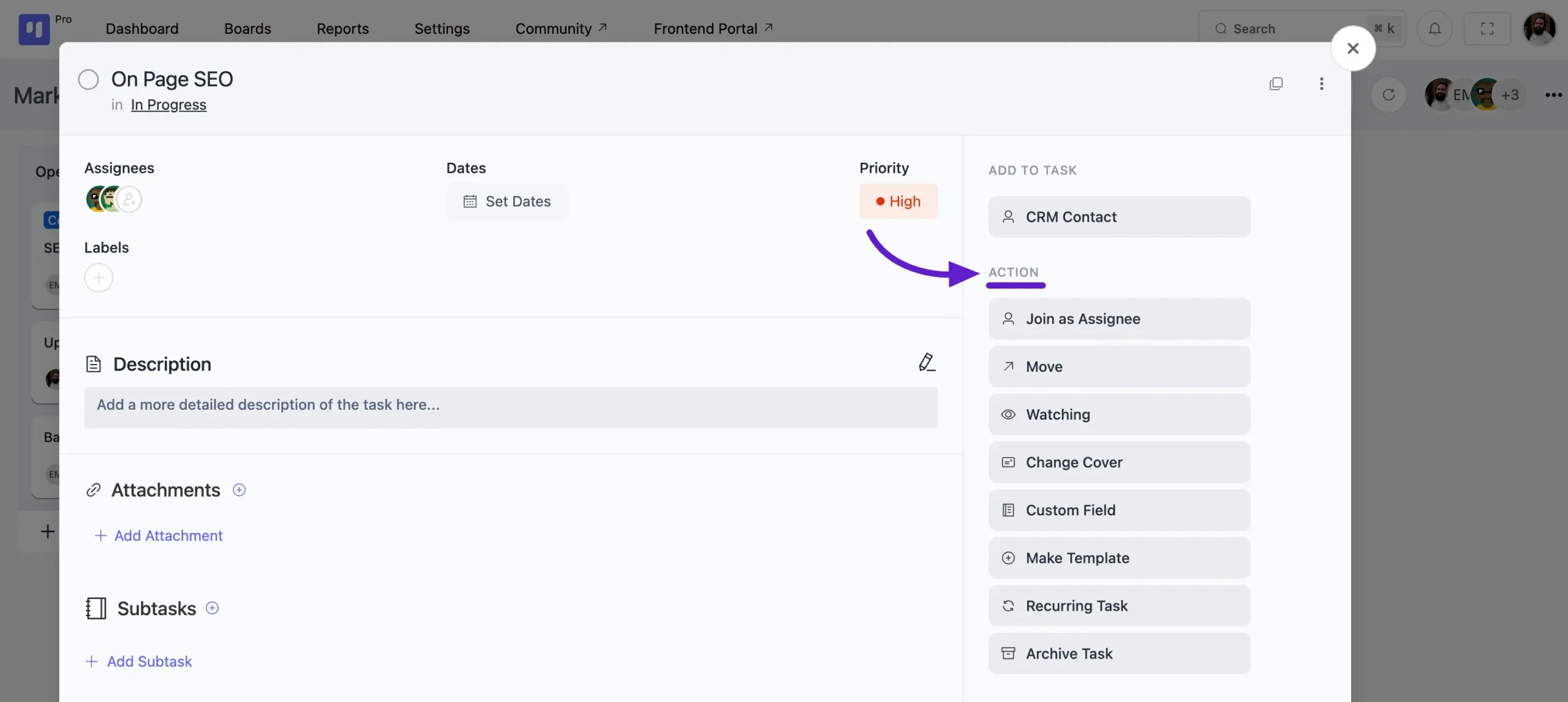 action custom field 3