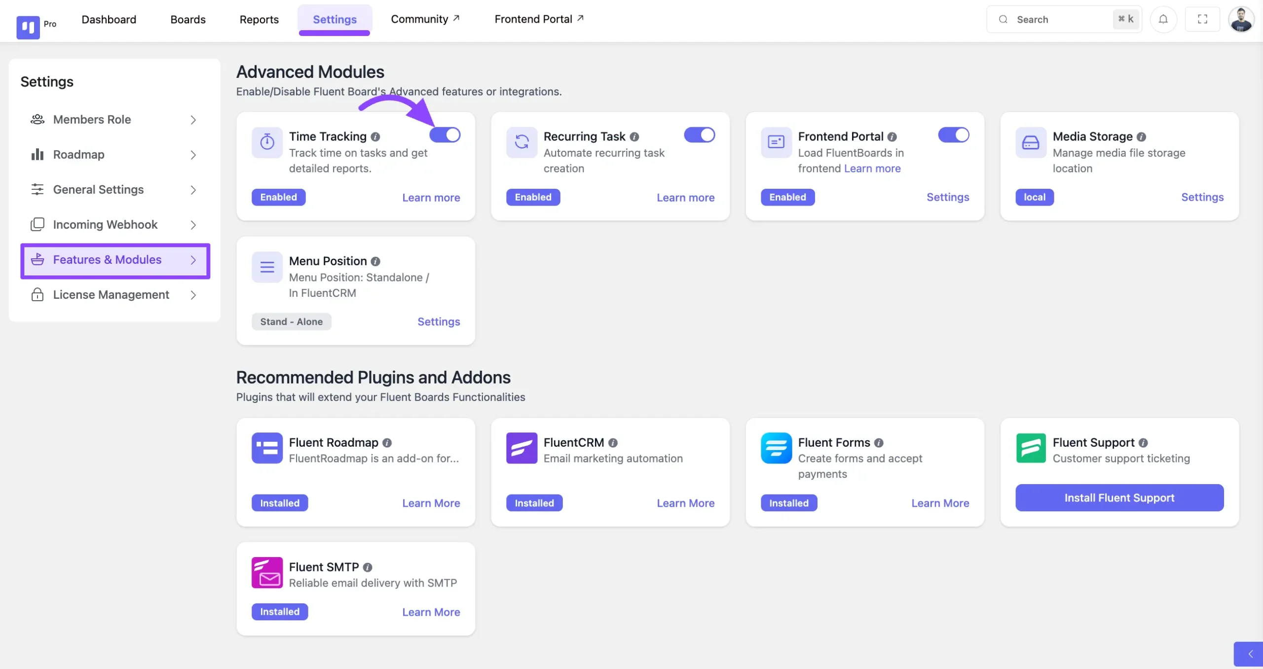 enable time tracking