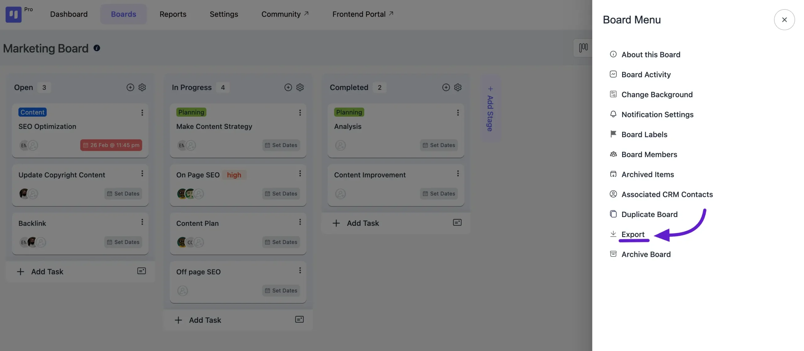 export feature 1