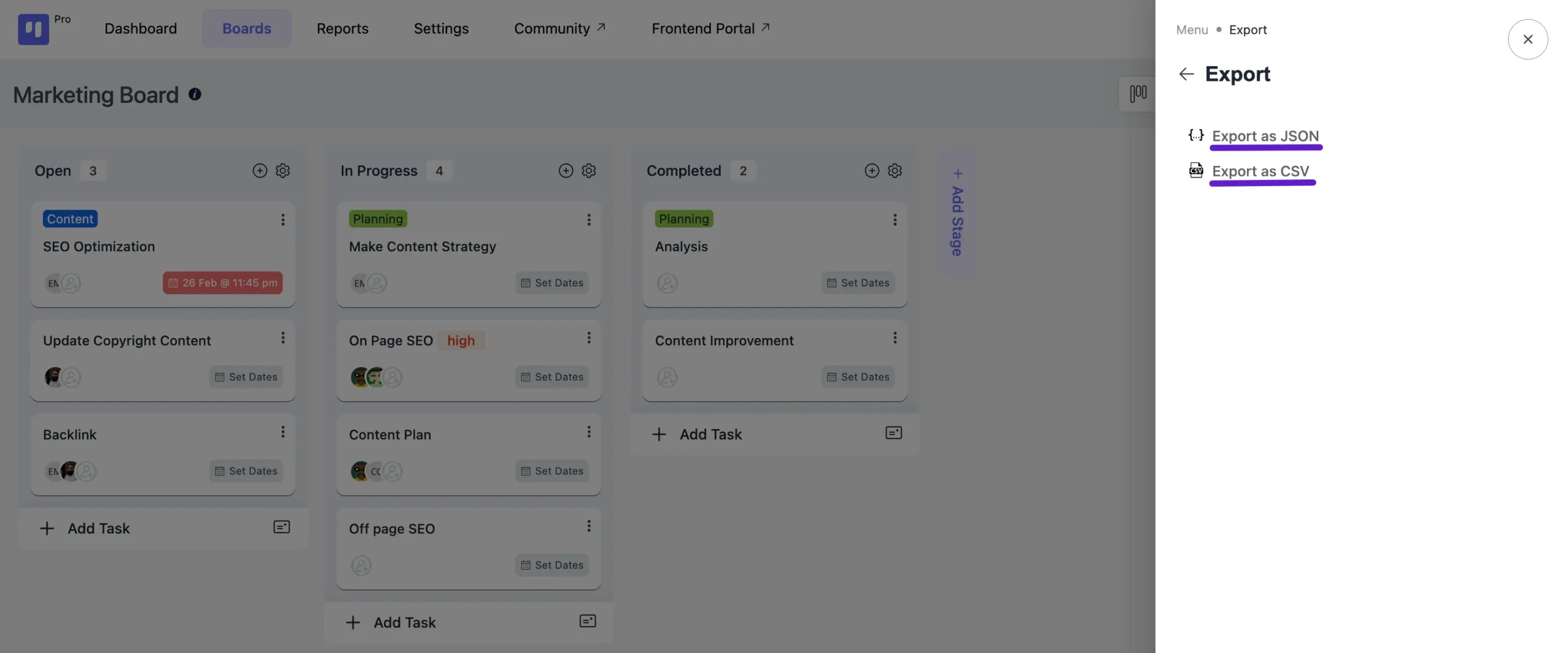 export feature 2