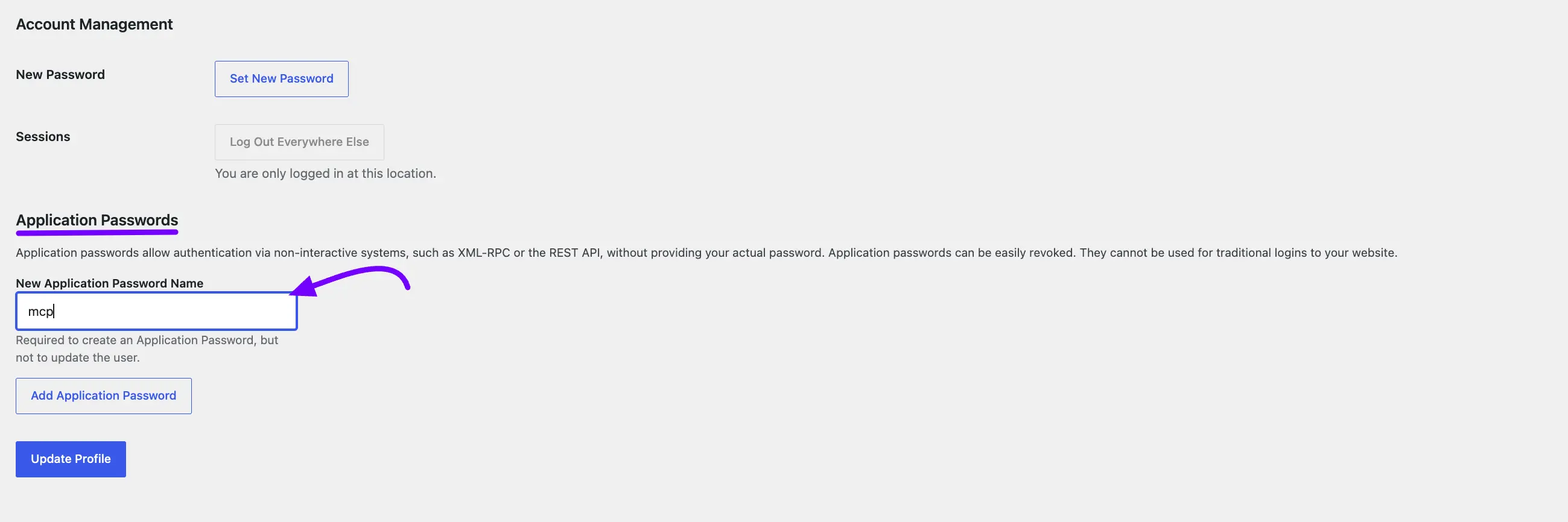 Add Appllication password