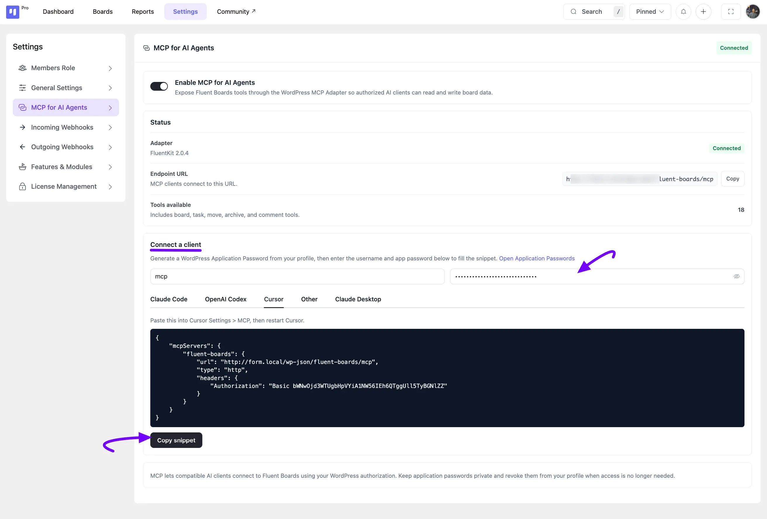 Copy Appllication password